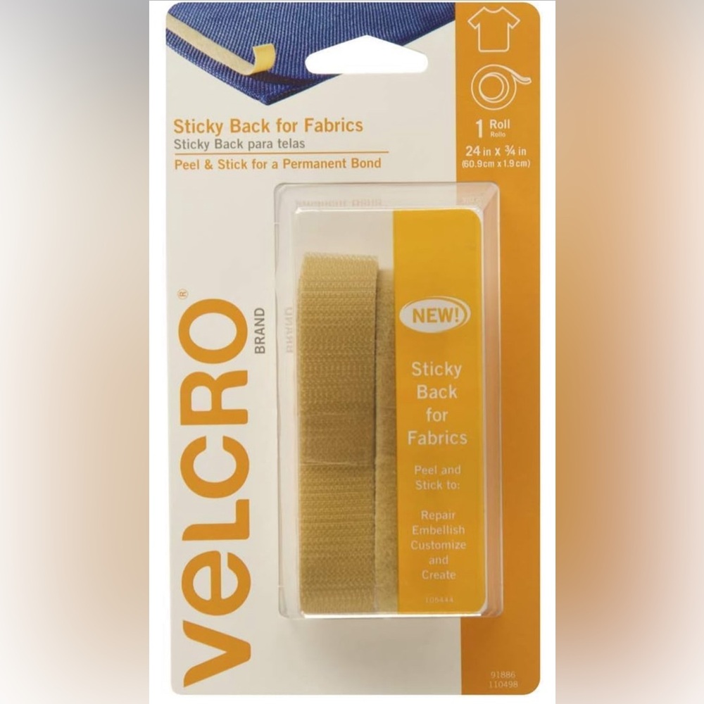 VELCRO(R) Brand STICKY BACK For Fabric Tape .75"X24" Beige